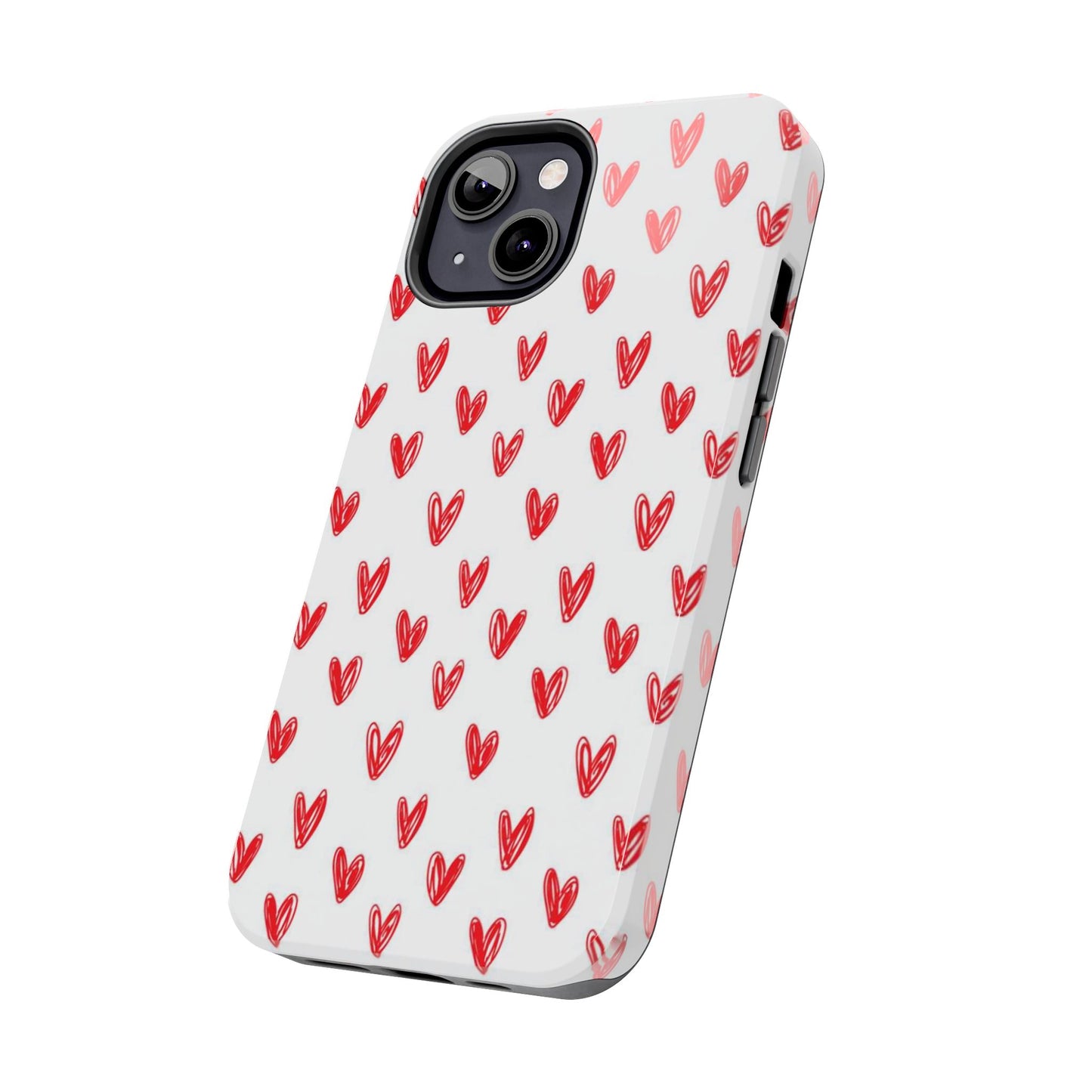 Love Notes | Red Hand-Drawn Hearts Phone Case Tough Phone Case