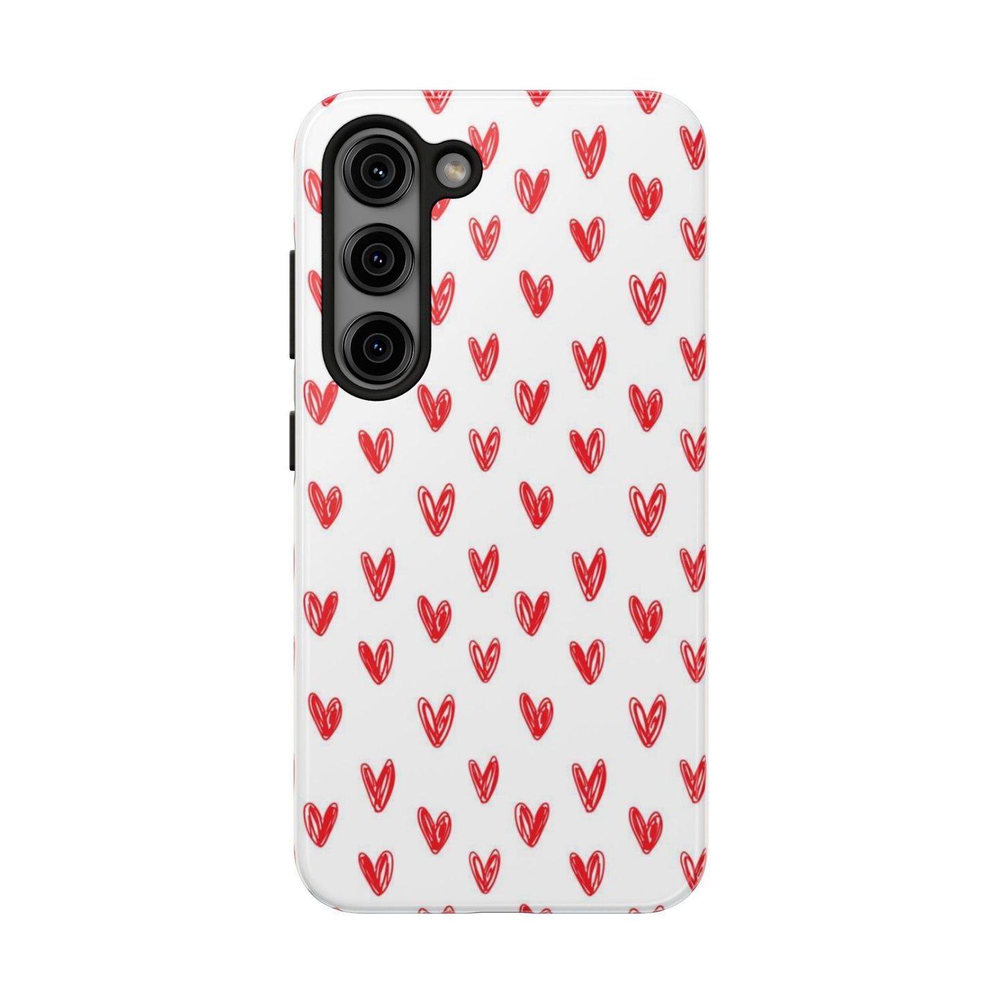 Love Notes | Red Hand-Drawn Hearts Phone Case Tough Phone Case