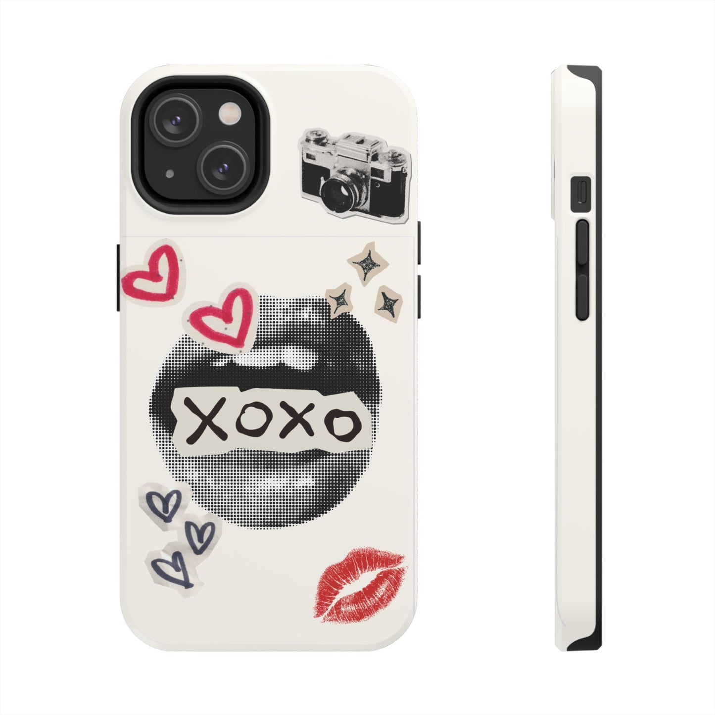 XOXO Lips Phone Case | Retro Pop Art Camera & Hearts