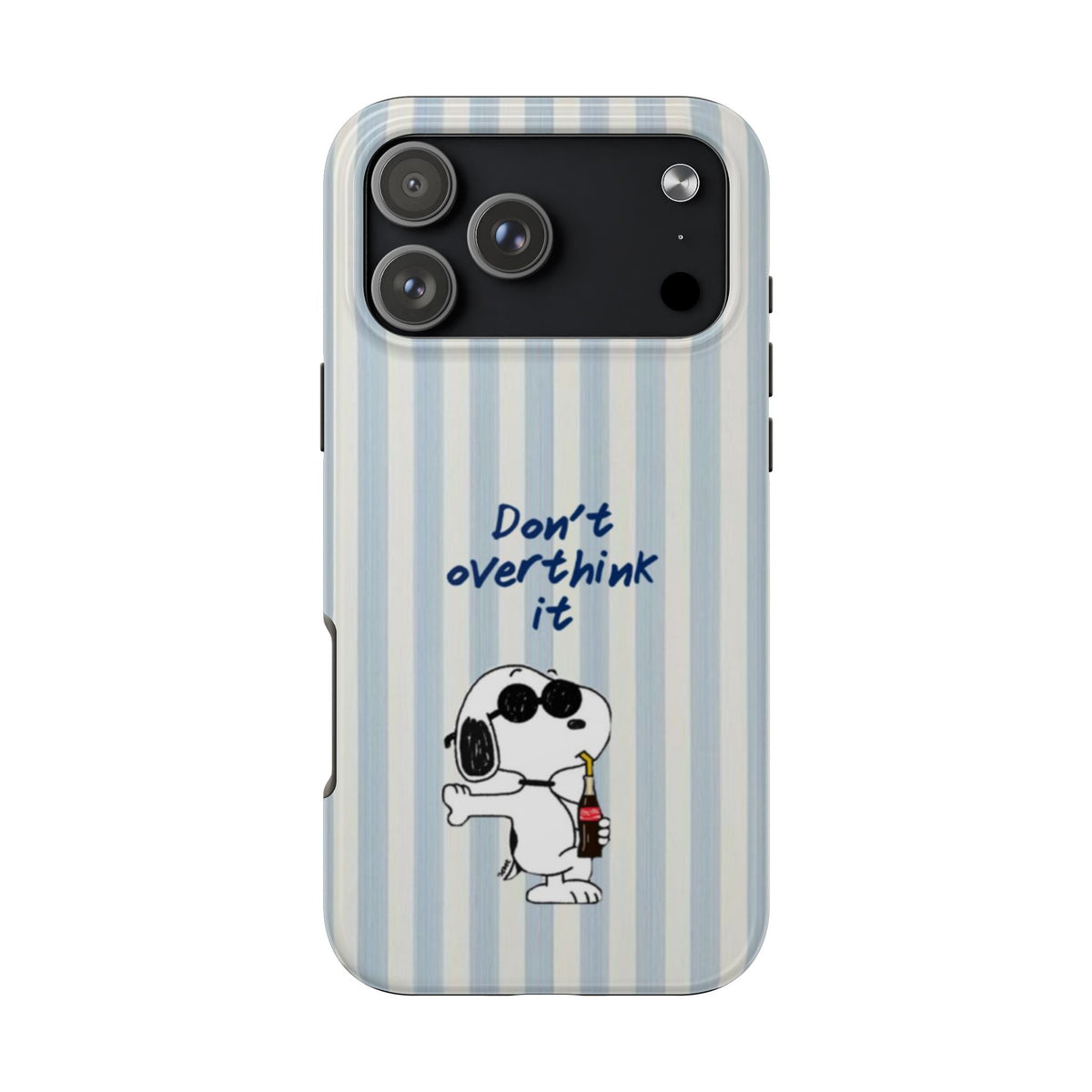 Snoopy "Don't Overthink It" Tough Phone Case — Striped Protective Cover