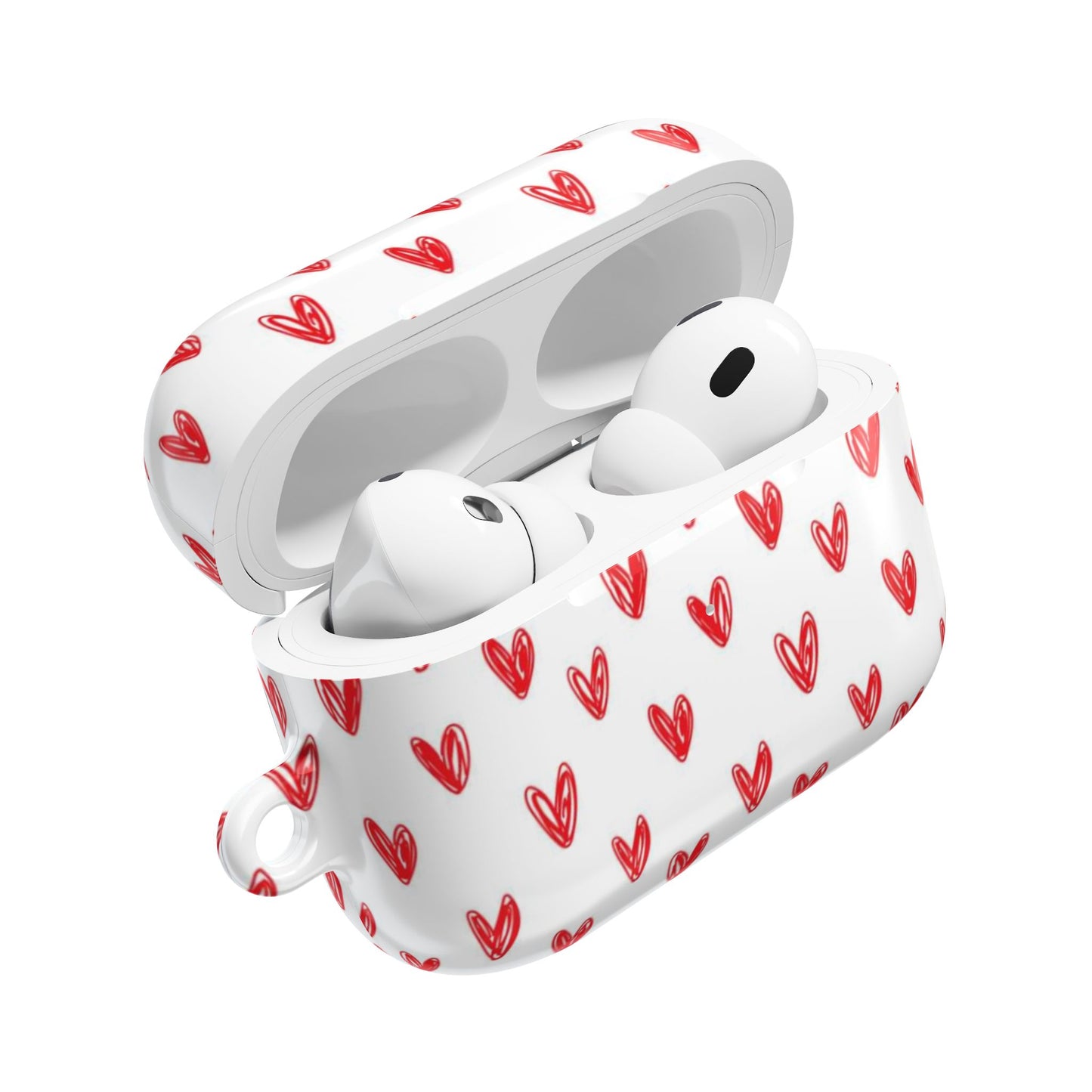 Handdrawn Red Hearts AirPod Case | Cute Heart Pattern AirPods Cover