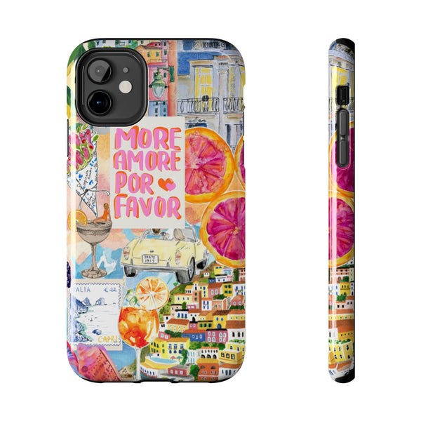 European Summers – Tough Phone Case  Tropical Watercolor Citrus & Seashell Design