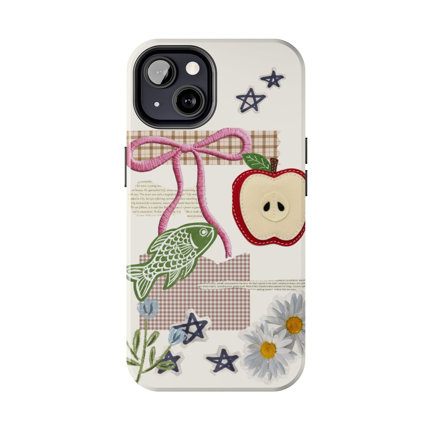 Spring Fling — Collage of Flowers Stars Fruit Fish Newspaper Cream Phone Case