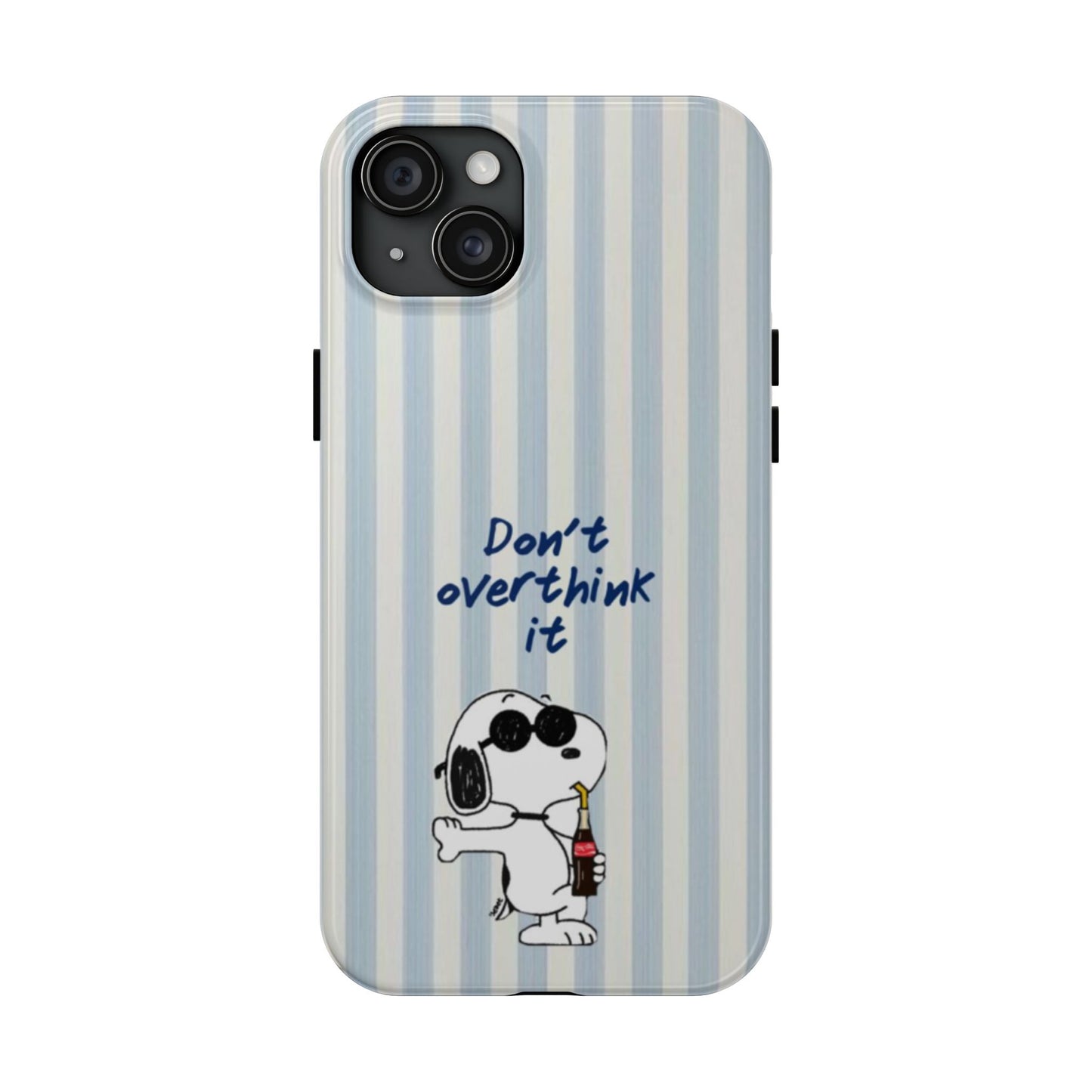 Snoopy "Don't Overthink It" Tough Phone Case — Striped Protective Cover