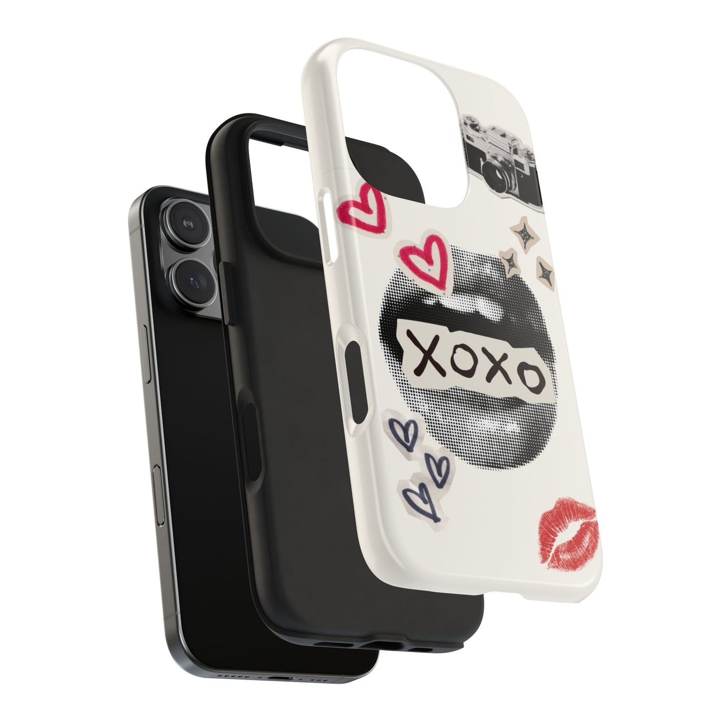 XOXO Lips Phone Case | Retro Pop Art Camera & Hearts