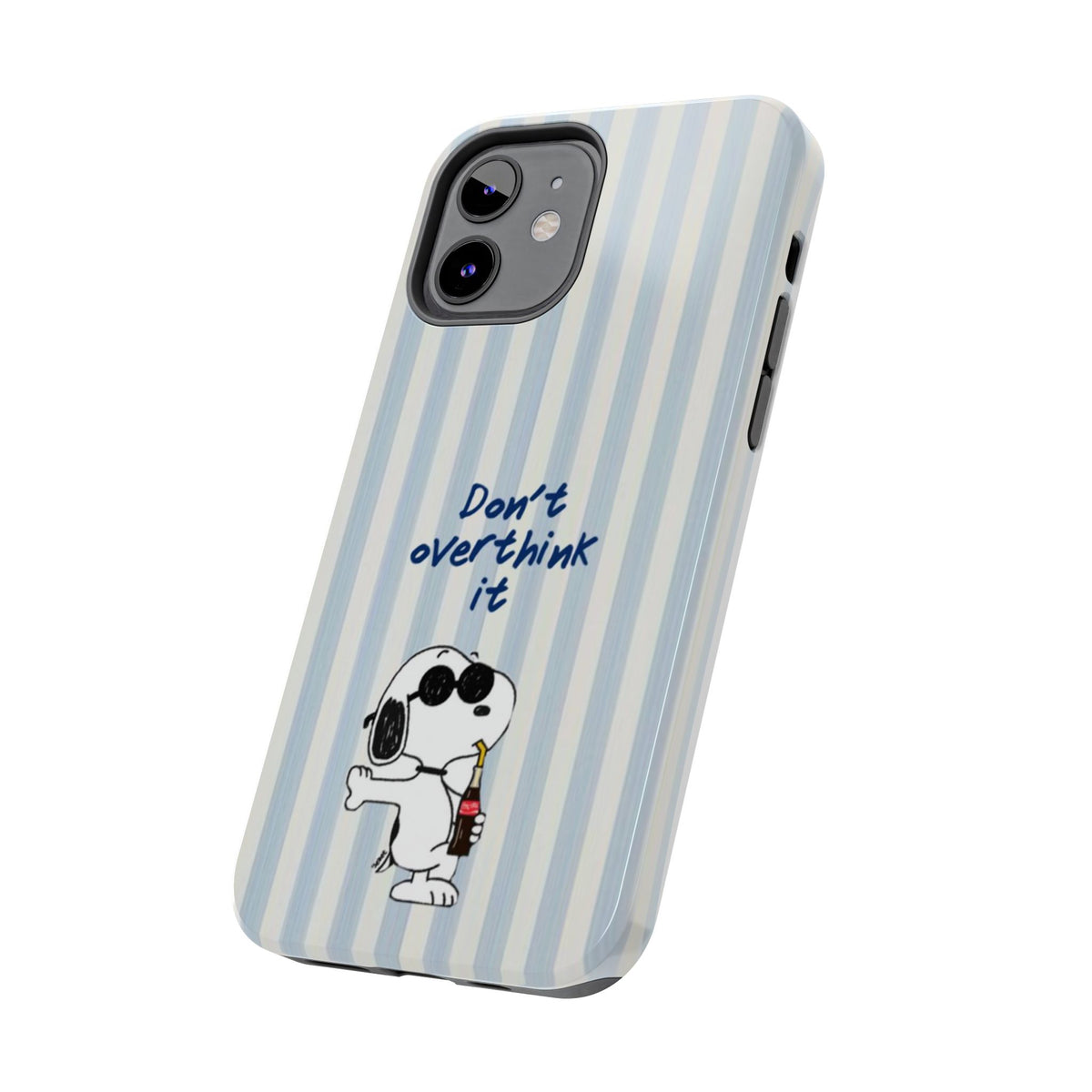 Snoopy "Don't Overthink It" Tough Phone Case — Striped Protective Cover