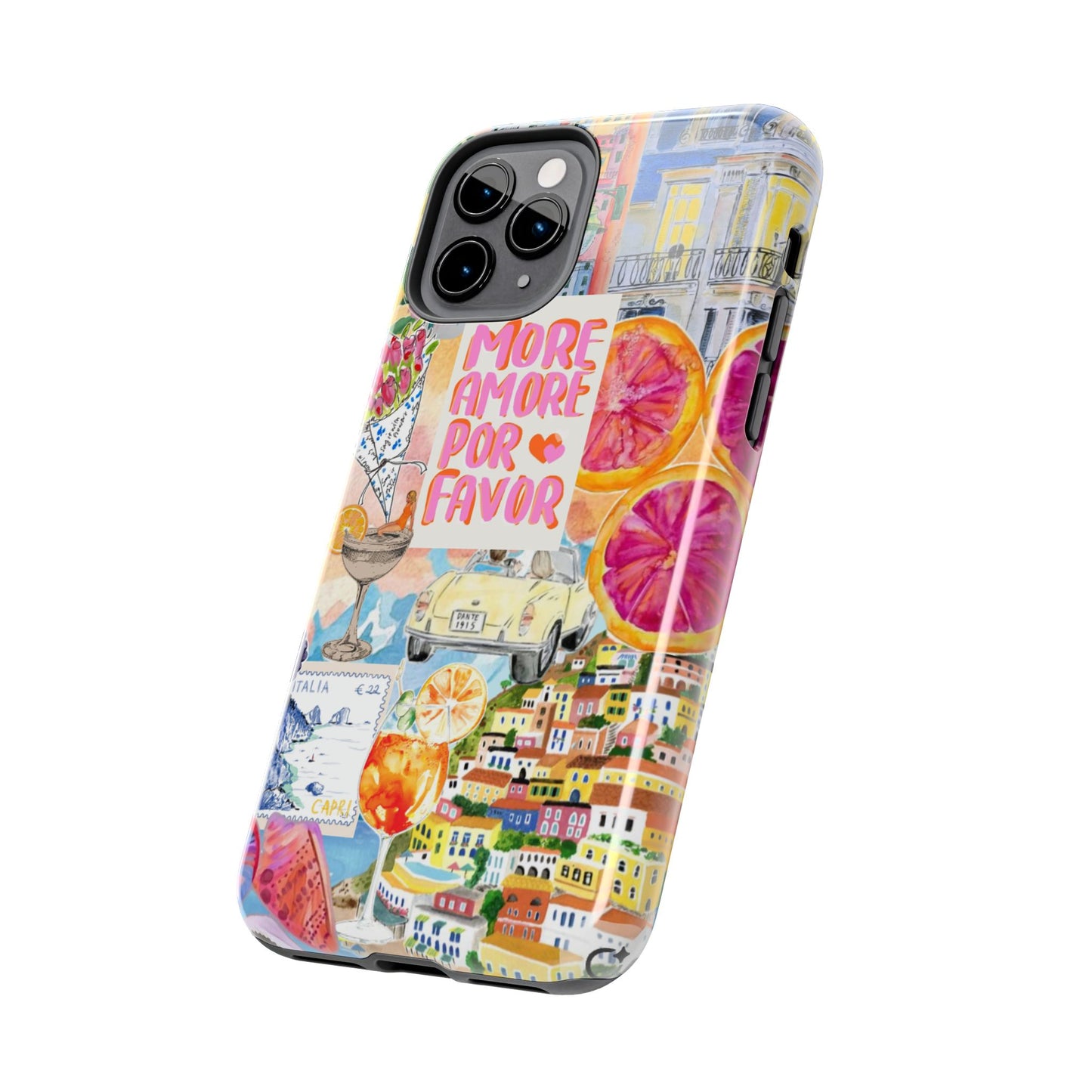 European Summers – Tough Phone Case  Tropical Watercolor Citrus & Seashell Design