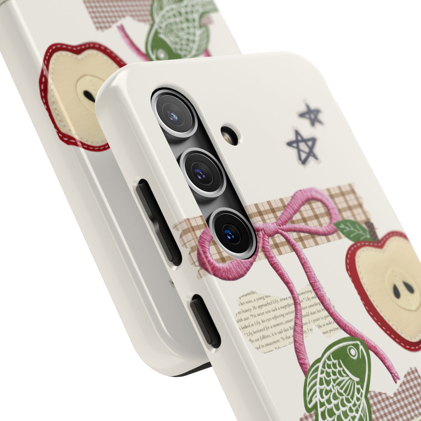 Spring Fling — Collage of Flowers Stars Fruit Fish Newspaper Cream Phone Case