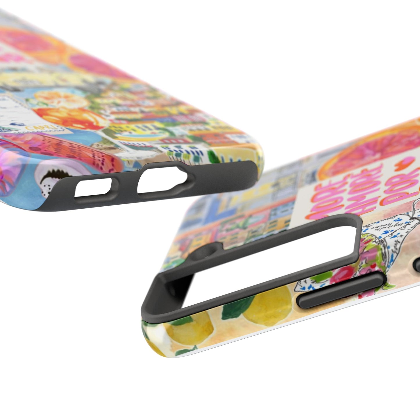 European Summers – Tough Phone Case  Tropical Watercolor Citrus & Seashell Design