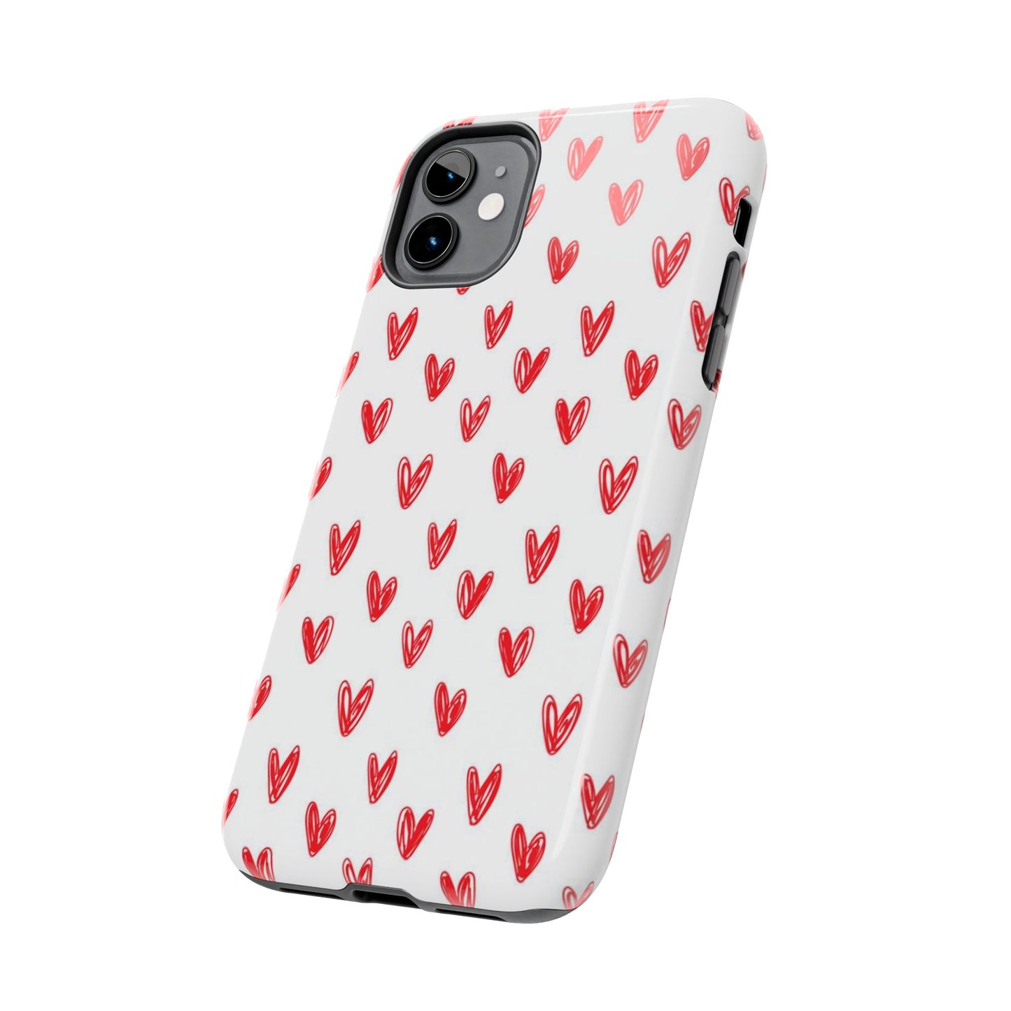 Love Notes | Red Hand-Drawn Hearts Phone Case Tough Phone Case