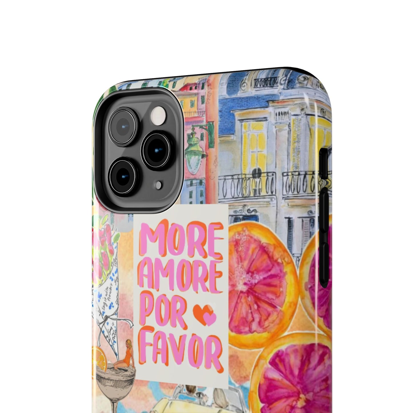 European Summers – Tough Phone Case  Tropical Watercolor Citrus & Seashell Design