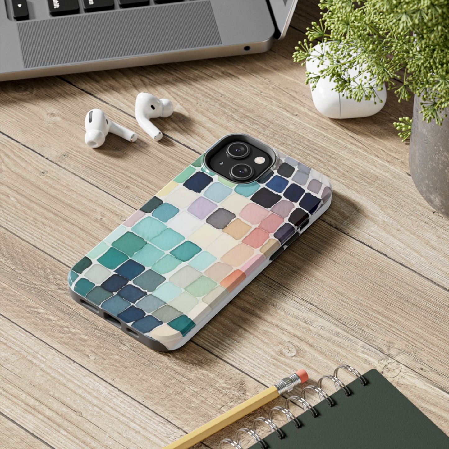 Watercolor —  Abstract Mosaic Tough Phone Case Pastel Tile Protective Cover