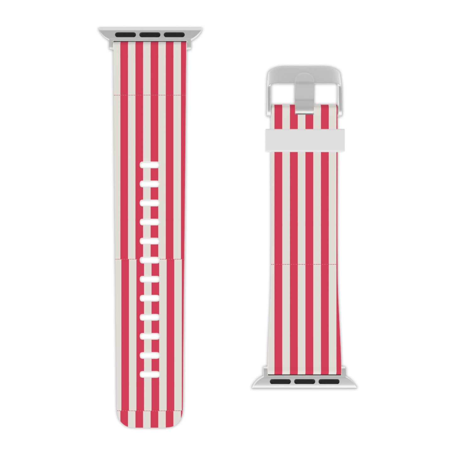Striped Red & White Apple Watch Band —