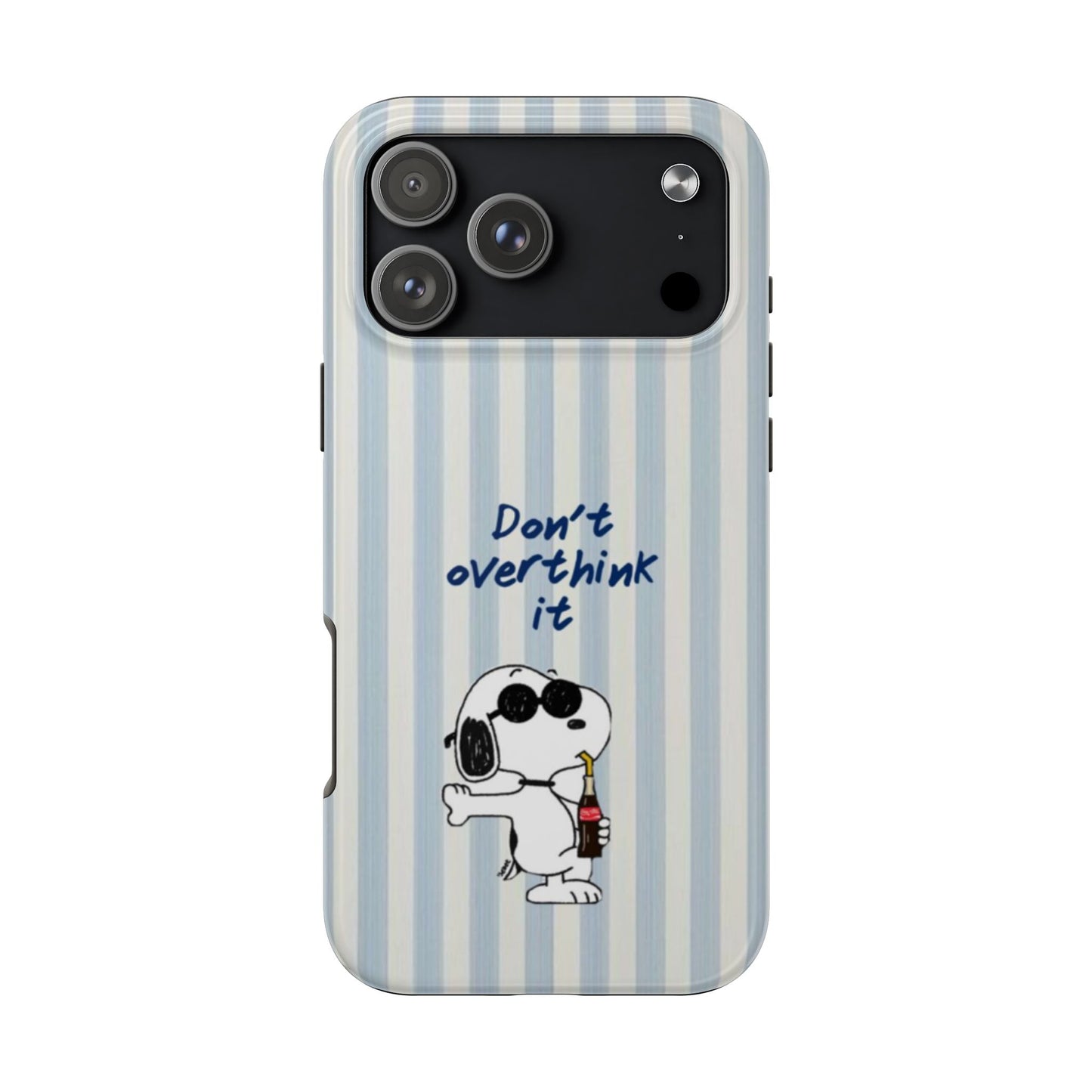 Snoopy "Don't Overthink It" Tough Phone Case — Striped Protective Cover