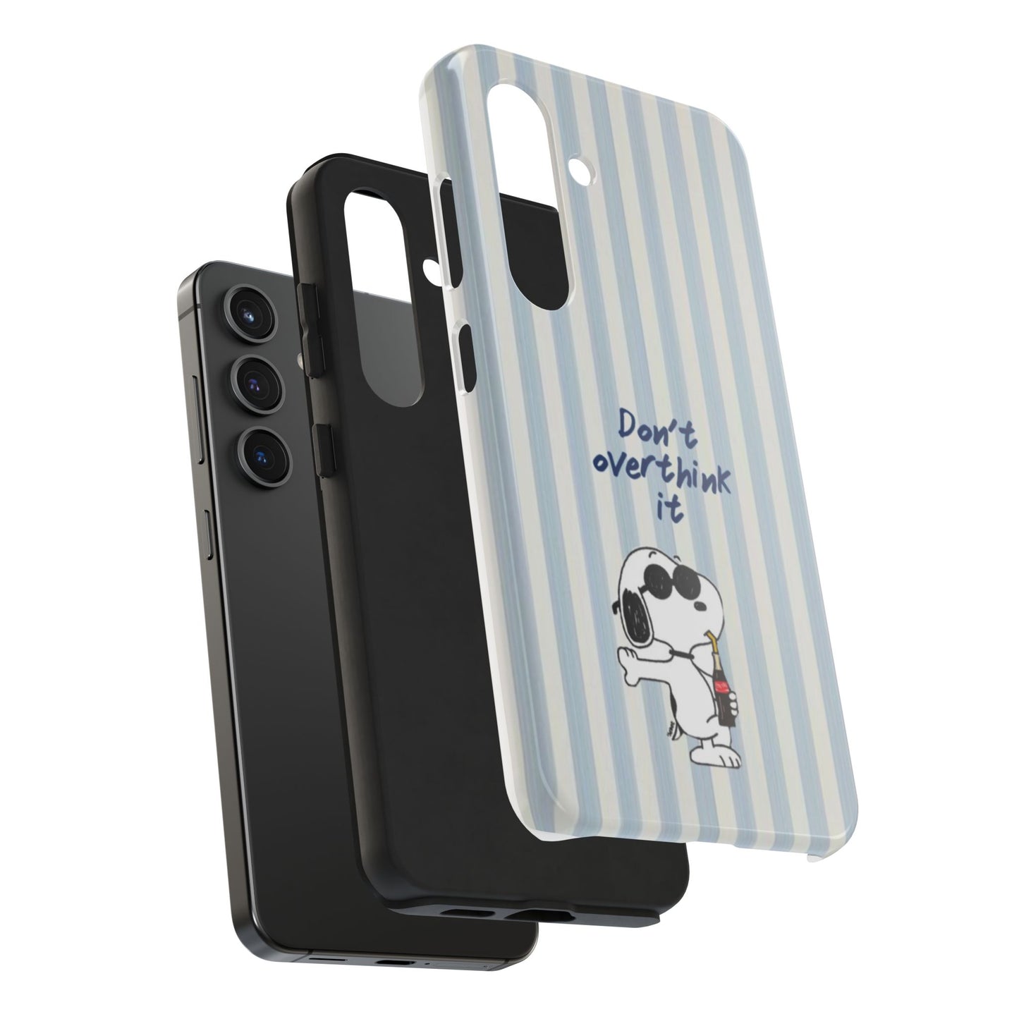Snoopy "Don't Overthink It" Tough Phone Case — Striped Protective Cover