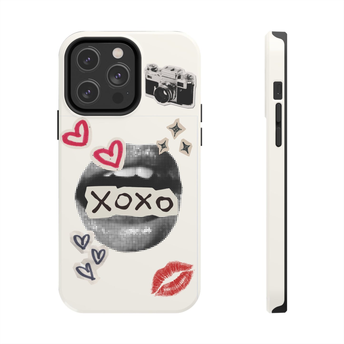 XOXO Lips Phone Case | Retro Pop Art Camera & Hearts