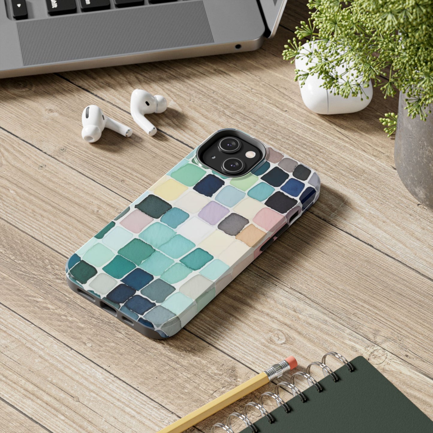 Watercolor —  Abstract Mosaic Tough Phone Case Pastel Tile Protective Cover