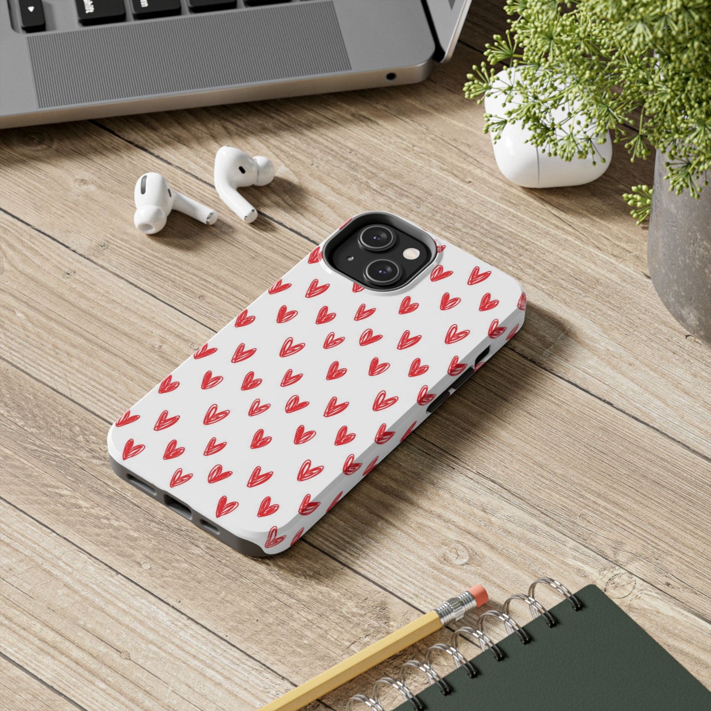 Love Notes | Red Hand-Drawn Hearts Phone Case Tough Phone Case