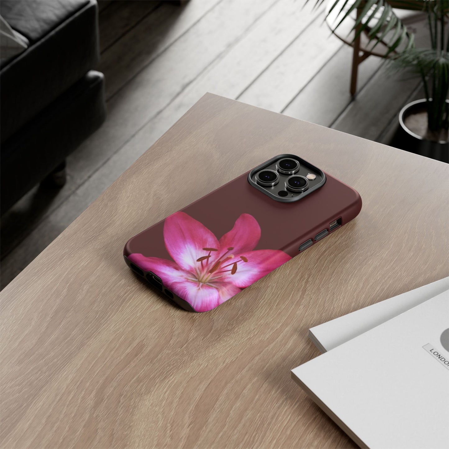 Burgundy Lily Floral – Phone Case Tough Case