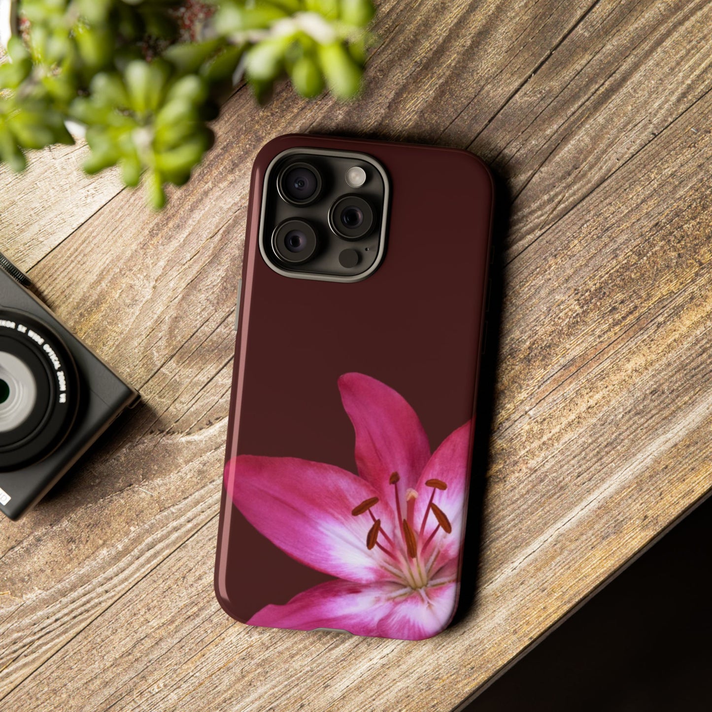 Burgundy Lily Floral – Phone Case Tough Case
