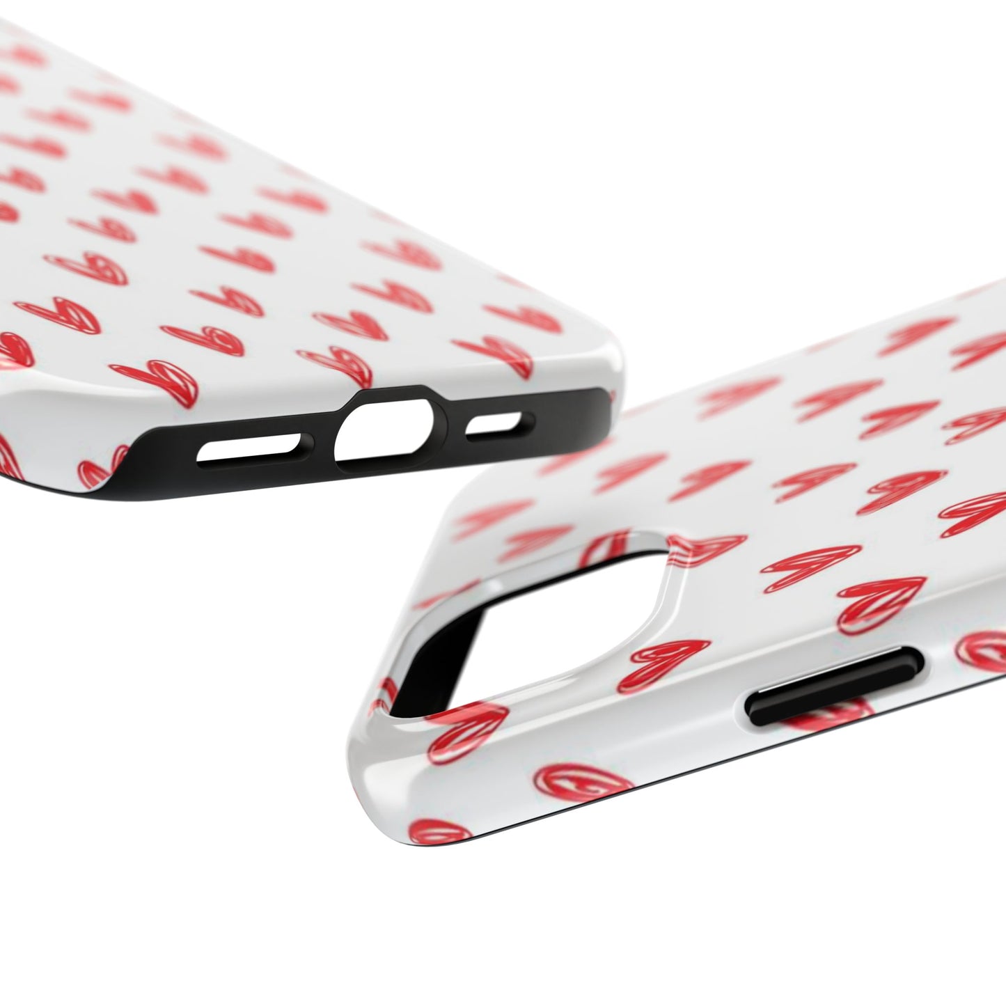Love Notes | Red Hand-Drawn Hearts Phone Case Tough Phone Case