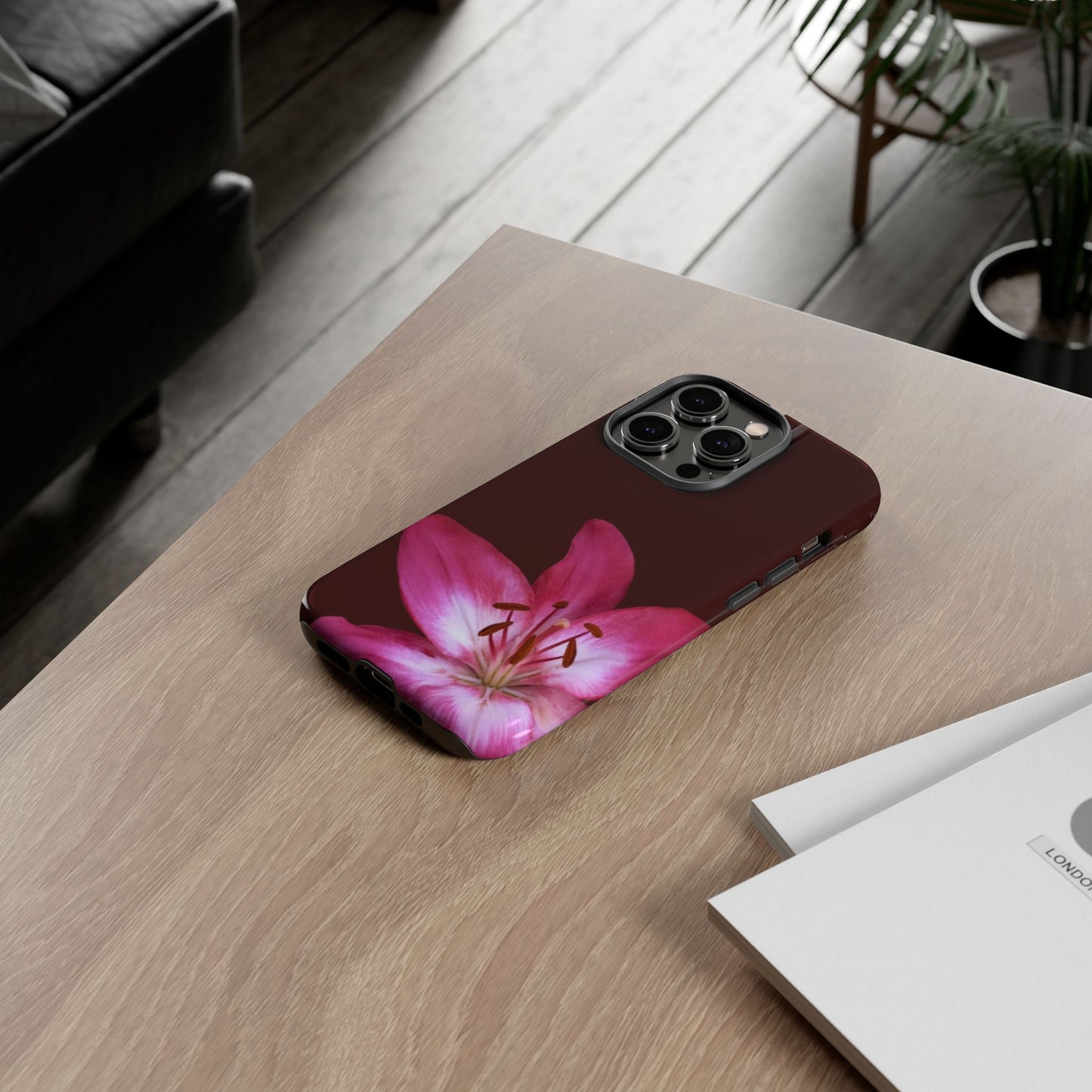 Burgundy Lily Floral – Phone Case Tough Case