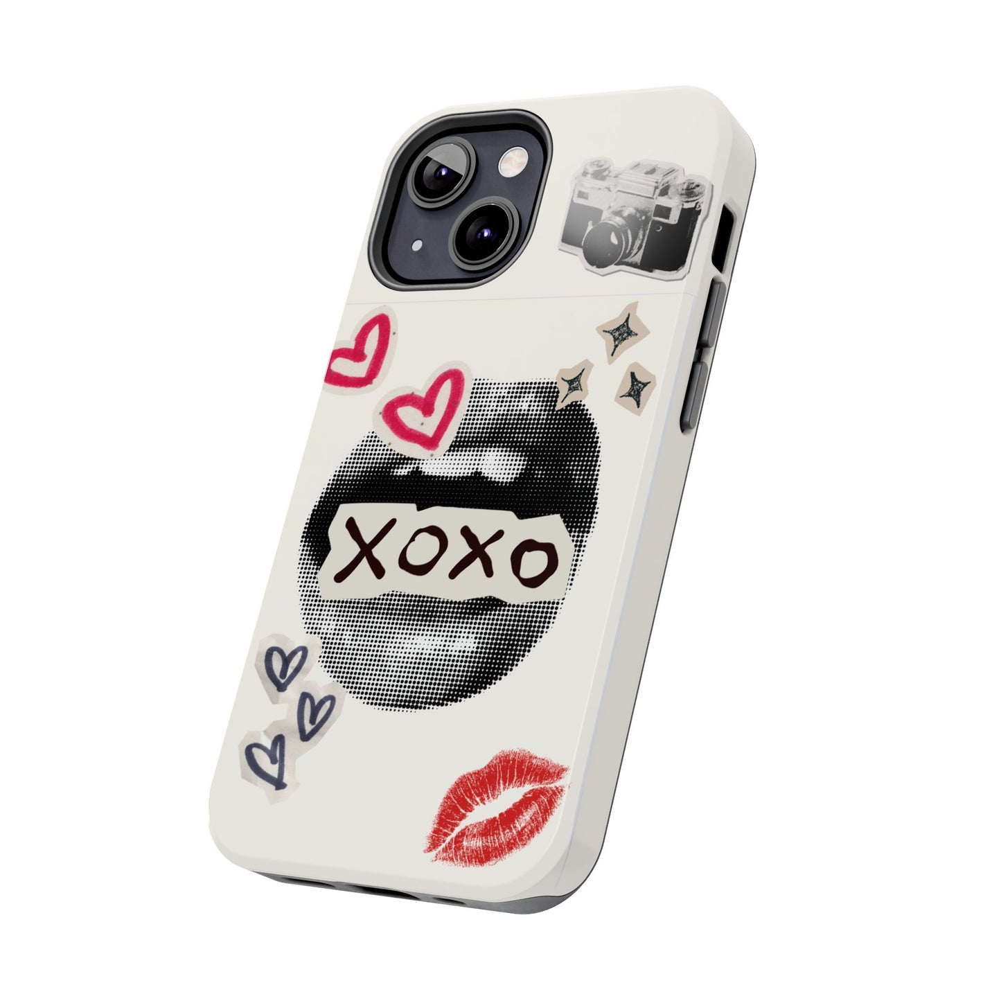 XOXO Lips Phone Case | Retro Pop Art Camera & Hearts