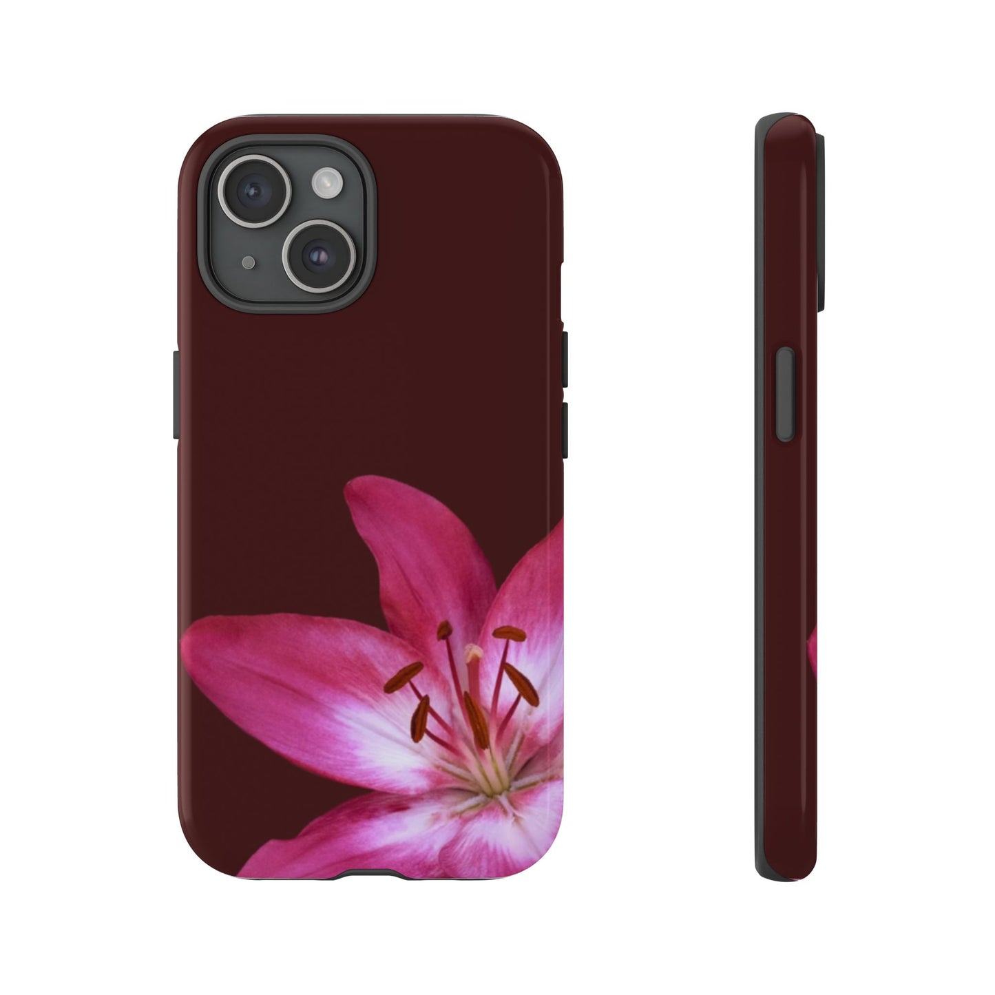 Burgundy Lily Floral – Phone Case Tough Case