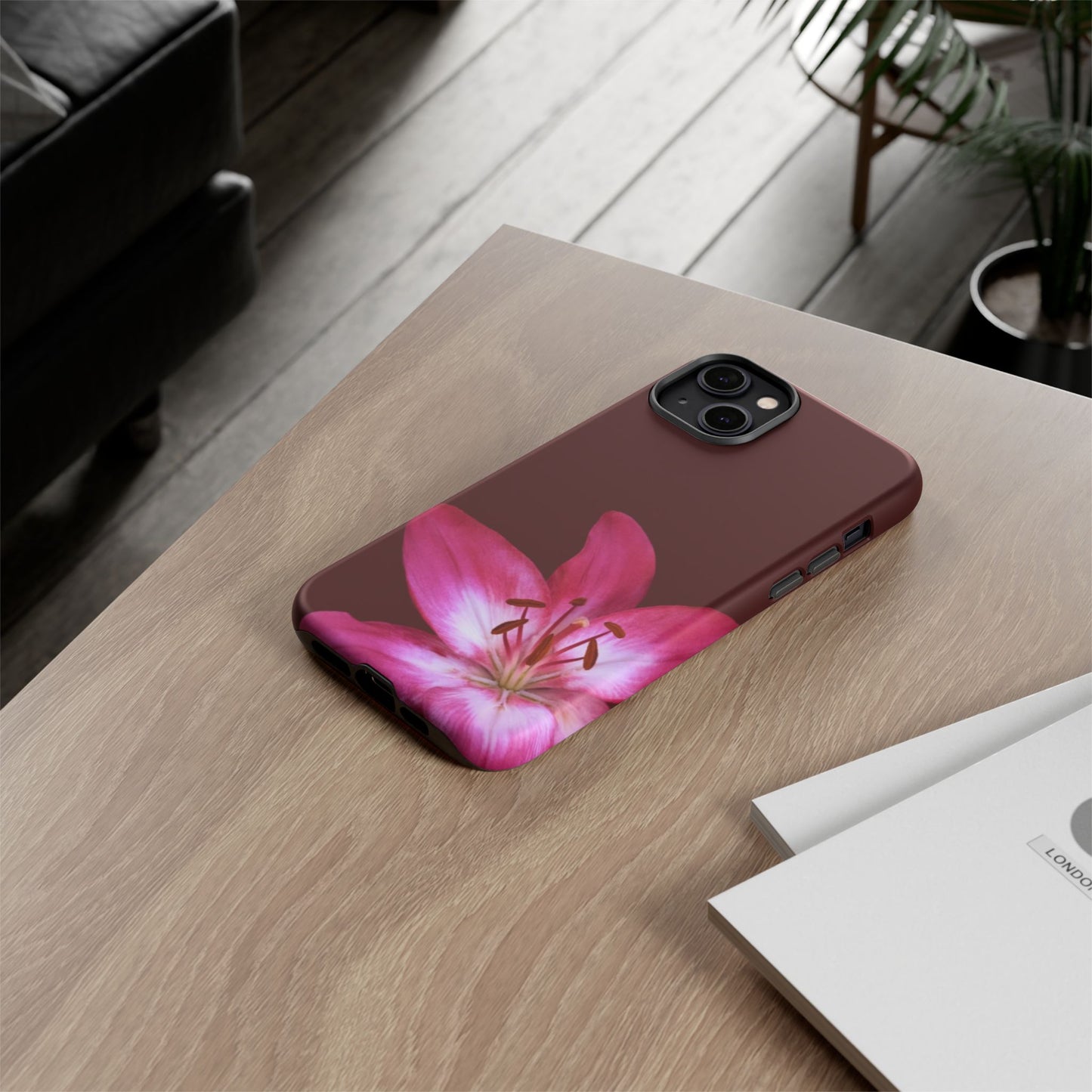 Burgundy Lily Floral – Phone Case Tough Case