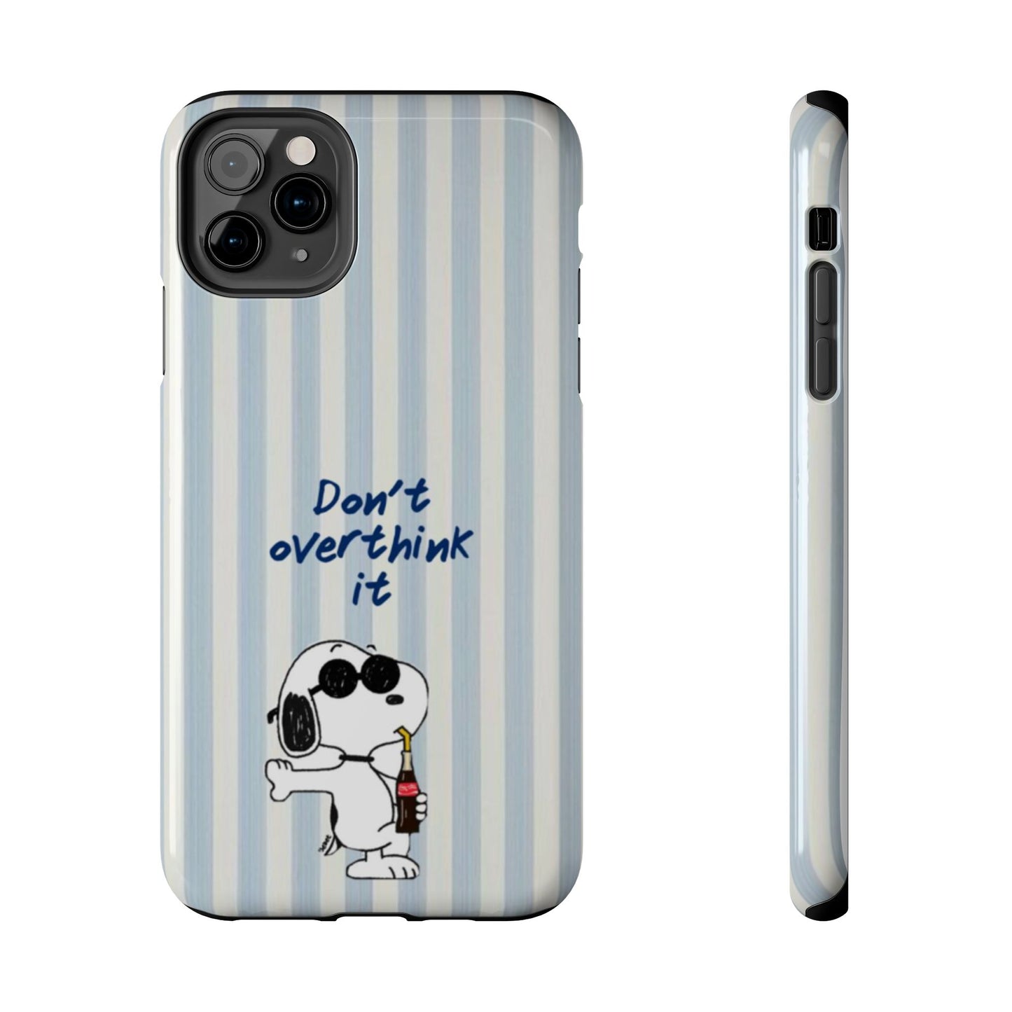 Snoopy "Don't Overthink It" Tough Phone Case — Striped Protective Cover