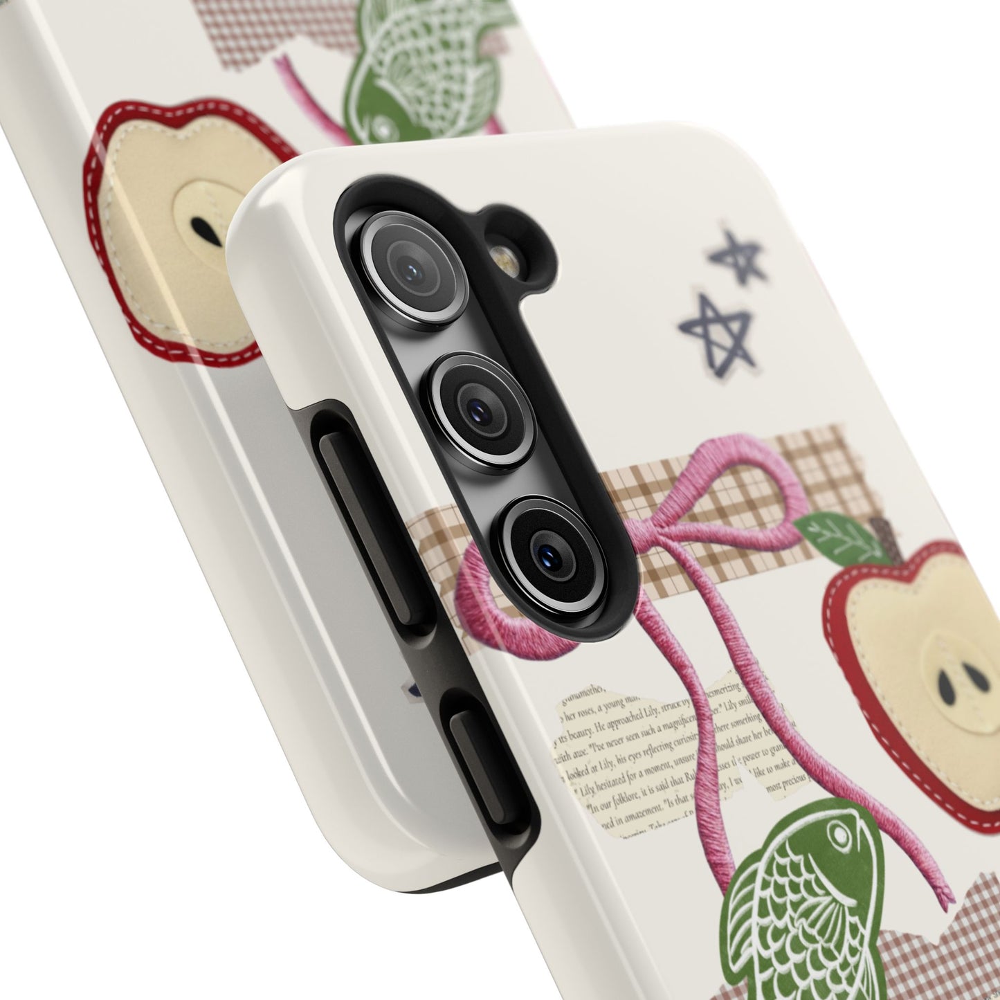 Spring Fling — Collage of Flowers Stars Fruit Fish Newspaper Cream Phone Case