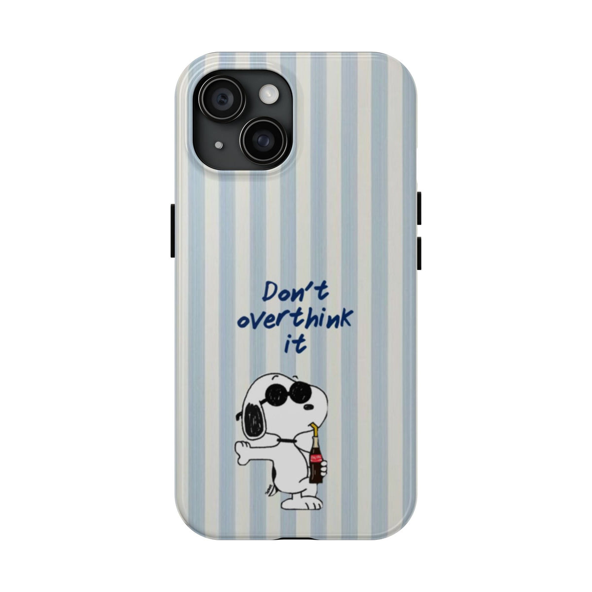 Snoopy "Don't Overthink It" Tough Phone Case — Striped Protective Cover