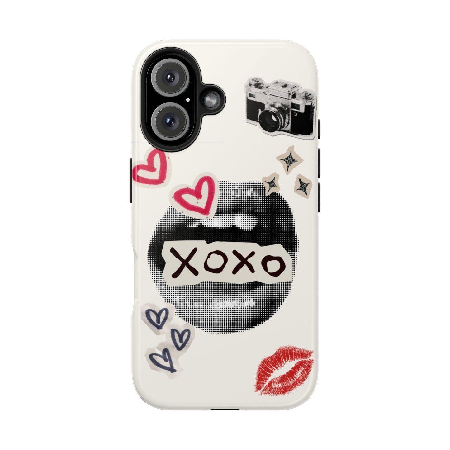 XOXO Lips Phone Case | Retro Pop Art Camera & Hearts