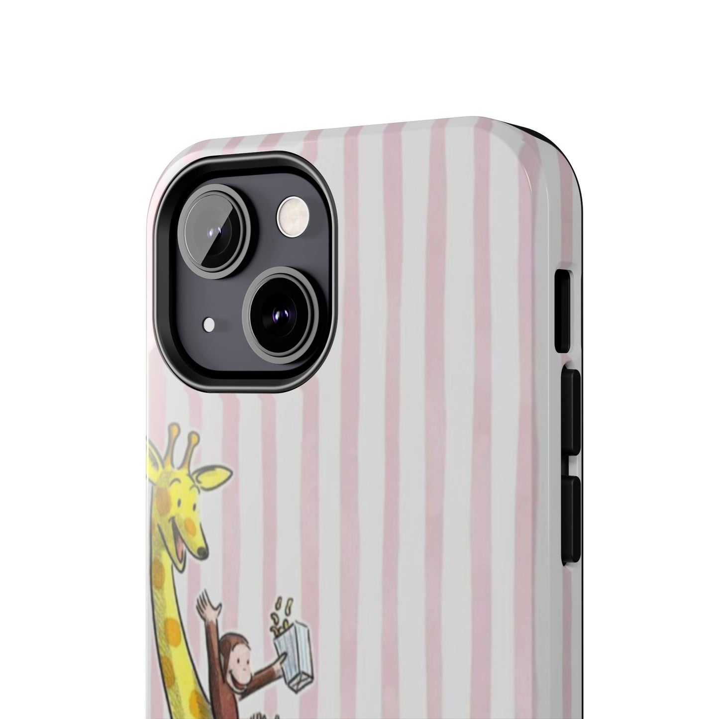 Curious George and Giraffe — Giraffe & Monkey Phone Case Cute Pink Striped Tough Case