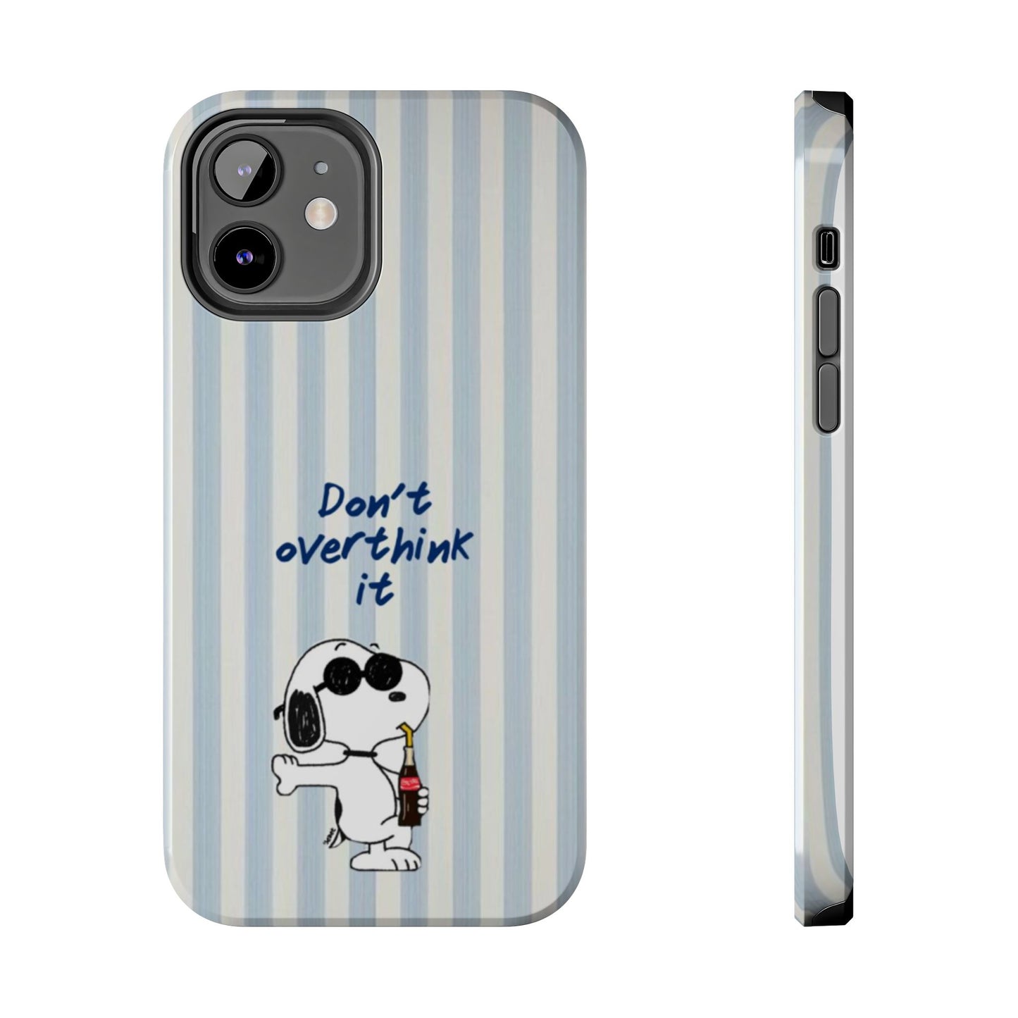 Snoopy "Don't Overthink It" Tough Phone Case — Striped Protective Cover