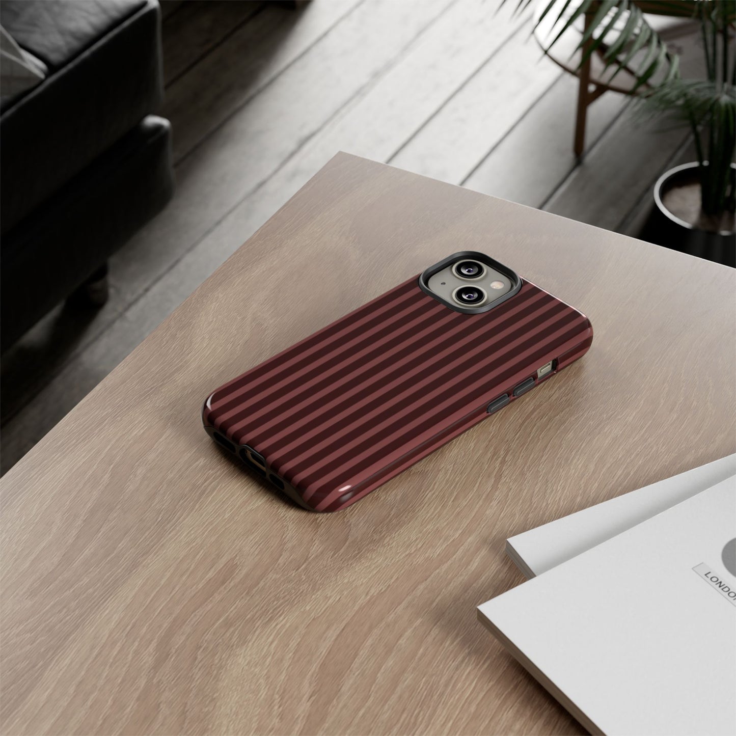 Striped Double Burgundy  — Tough Phone Case