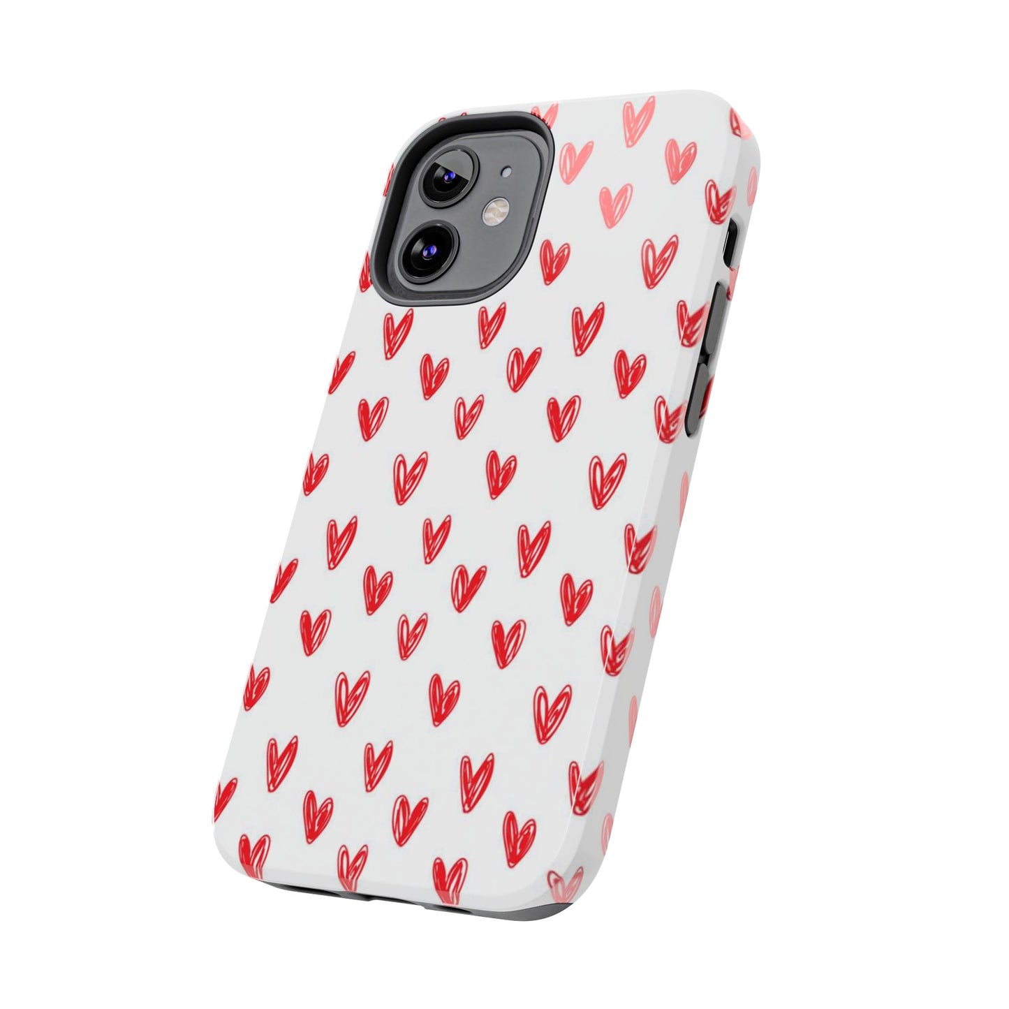 Love Notes | Red Hand-Drawn Hearts Phone Case Tough Phone Case