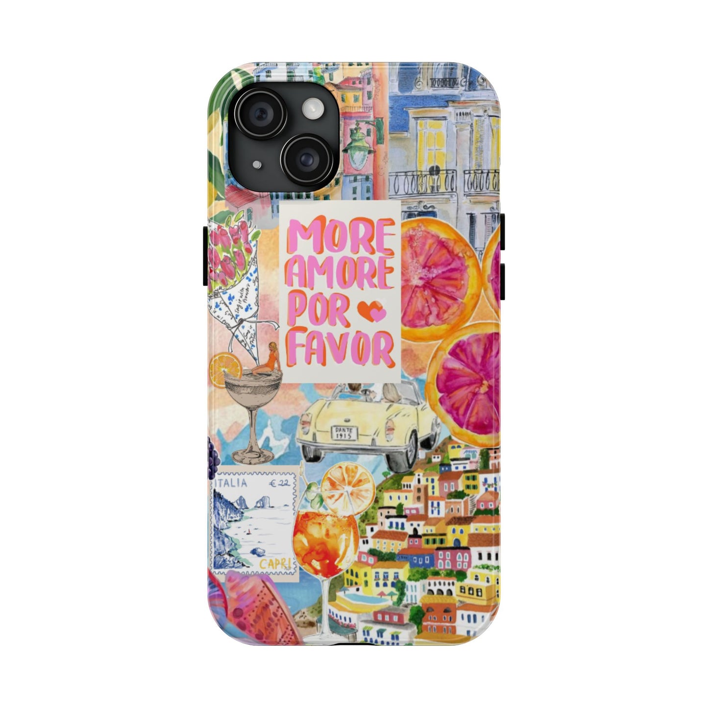 European Summers – Tough Phone Case  Tropical Watercolor Citrus & Seashell Design