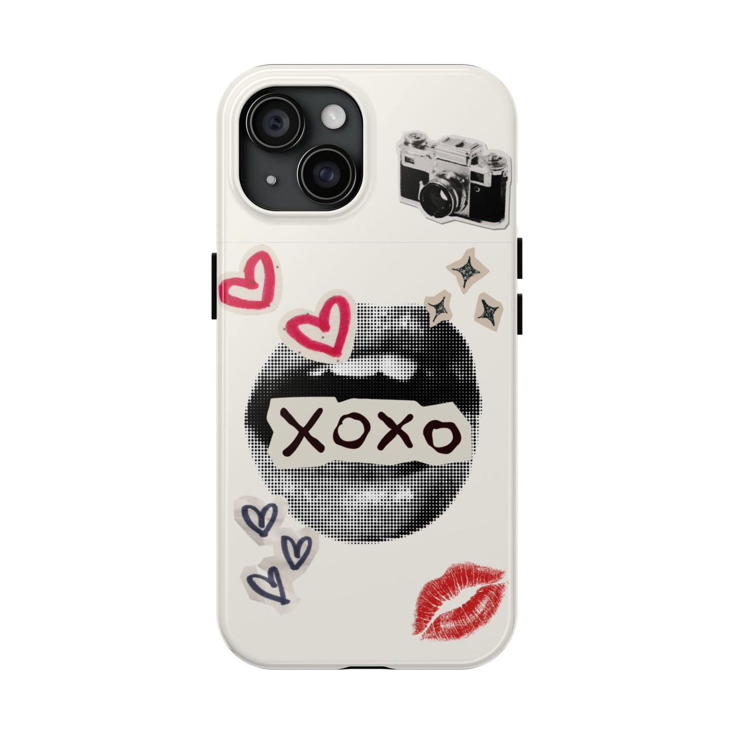 XOXO Lips Phone Case | Retro Pop Art Camera & Hearts